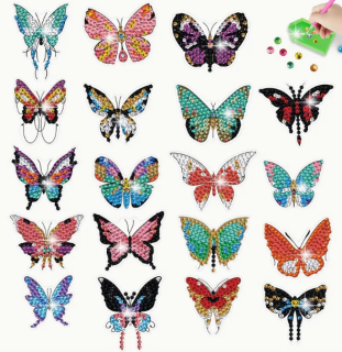 Preview: Diamond Painting 19-teiliges-Sticker-Schmetterlinge